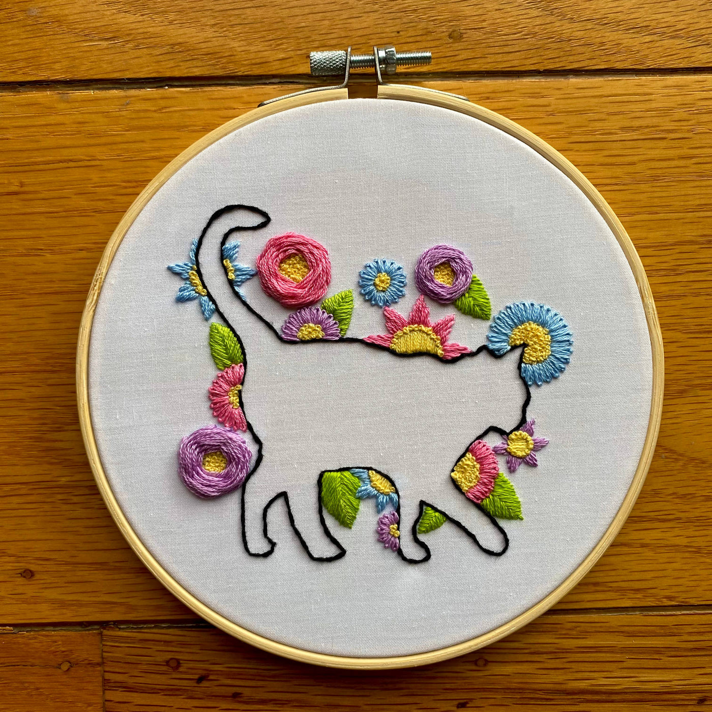 Stitches by Tiff Cat in Bloom Silhouette Craft DIY Embroidery Kit