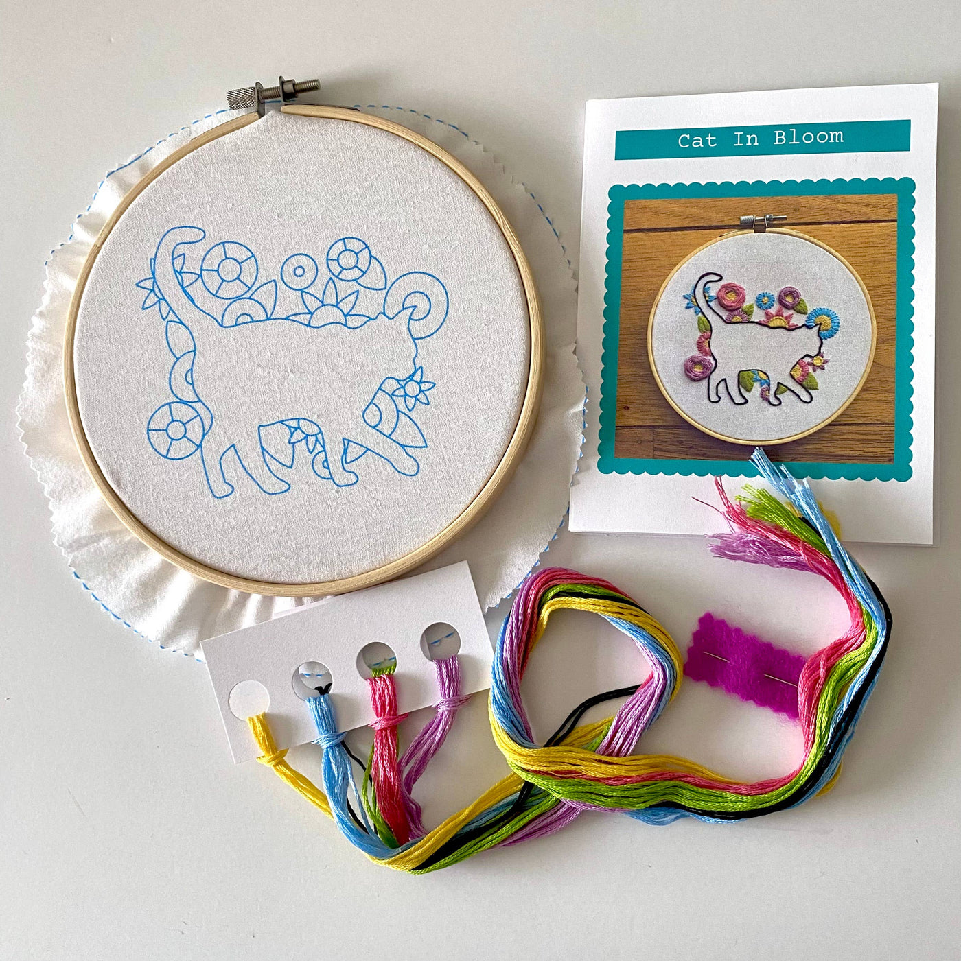 Stitches by Tiff Cat in Bloom Silhouette Craft DIY Embroidery Kit