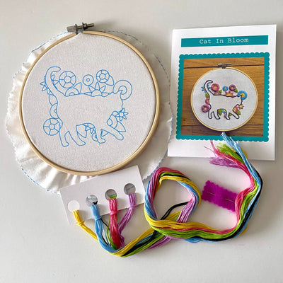Stitches by Tiff Cat in Bloom Silhouette Craft DIY Embroidery Kit