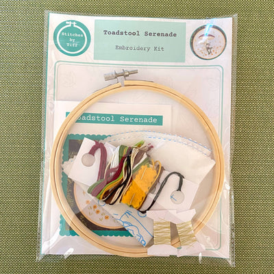 Stitches by Tiff Toadstool Serenade Frog & Mushroom Craft DIY Embroidery Kit