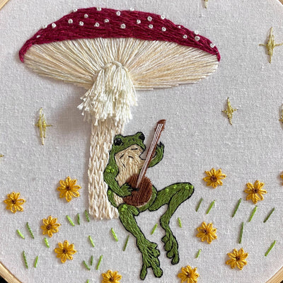 Stitches by Tiff Toadstool Serenade Frog & Mushroom Craft DIY Embroidery Kit