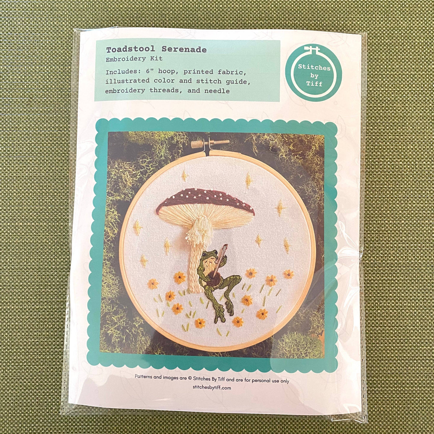 Stitches by Tiff Toadstool Serenade Frog & Mushroom Craft DIY Embroidery Kit
