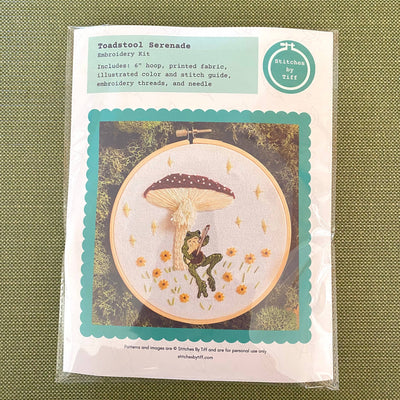 Stitches by Tiff Toadstool Serenade Frog & Mushroom Craft DIY Embroidery Kit