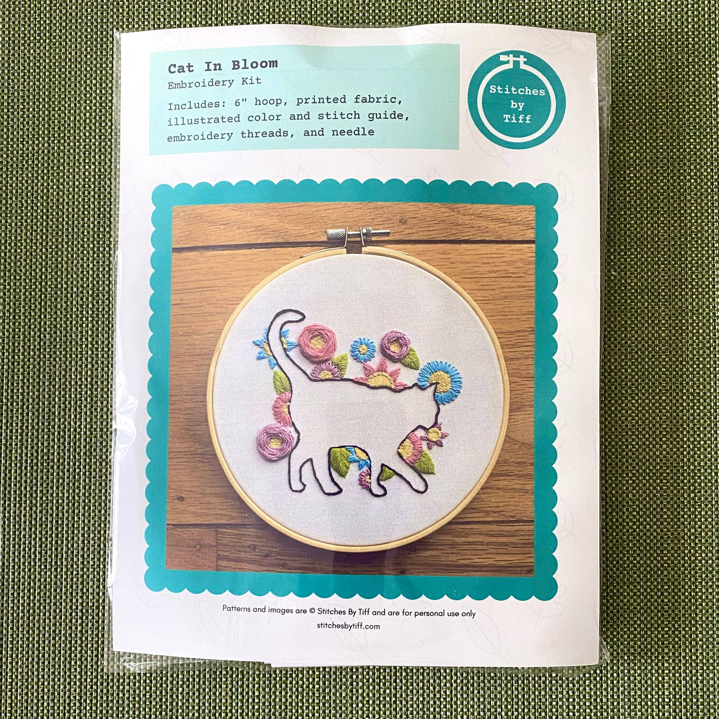 Stitches by Tiff Cat in Bloom Silhouette Craft DIY Embroidery Kit