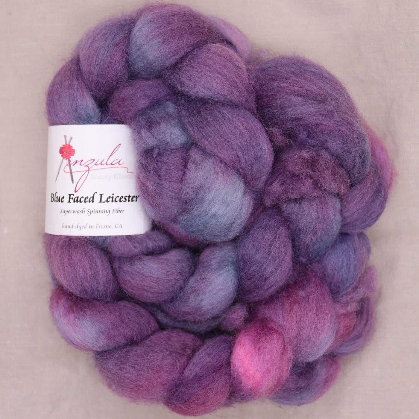 Anzula Superwash Blue Faced Leicester Roving Wool Fiber