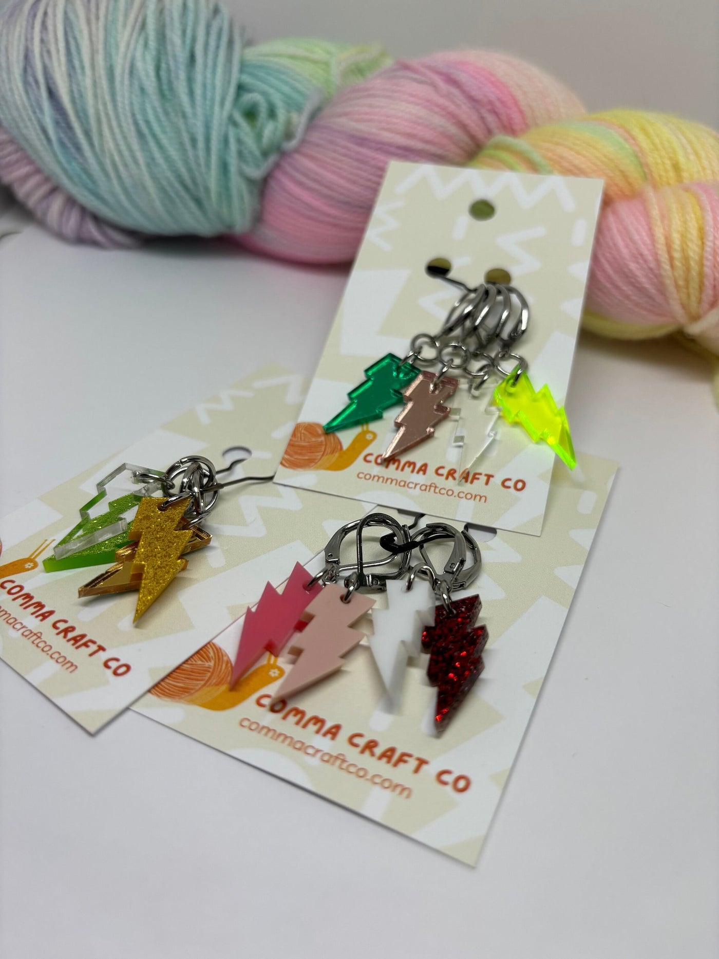 Comma Craft Co Lightning Stitch Marker Set