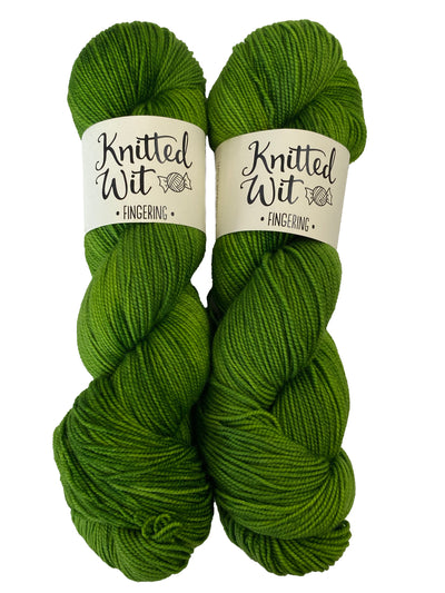 Knitted Wit Merino Fingering Semi-Solids Yarn  - Green