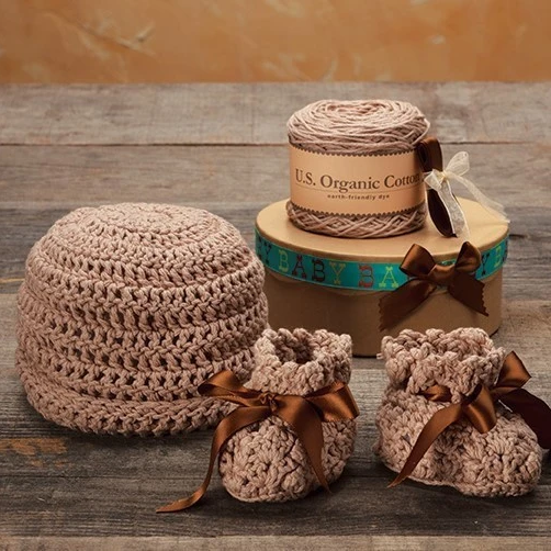 Crochet Hat & Bootees Kit - Brown