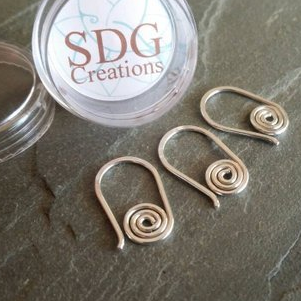 Sterling Silver Copper Crochet Stitch Markers by Feather Roof Set of 3