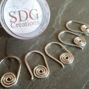 Sterling Silver Copper Crochet Stitch Markers by Feather Roof Set of 5
