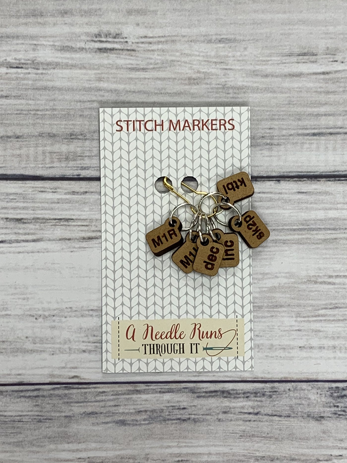 Wooden Ring Stitch Markers by A Needle Runs Though It - Medium