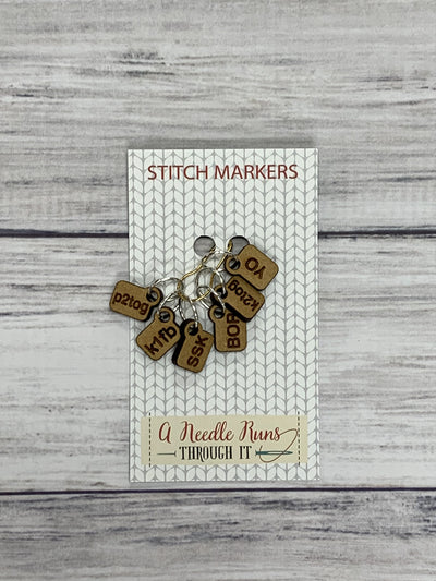 Wooden Ring Stitch Markers by A Needle Runs Though It - Small